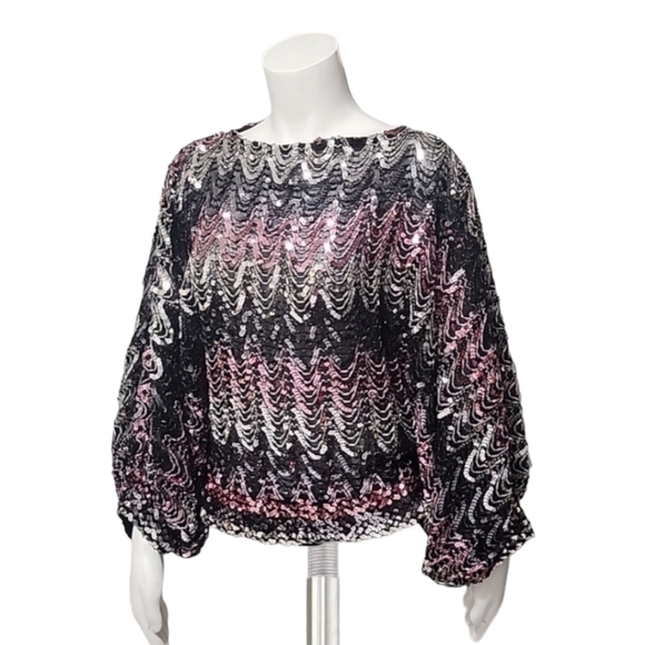 VTG 80's JEANETTE KASTENBERG ST. MARTIN Sequin Bolero Silk Blouse S M Disco R - Picture 5 of 15